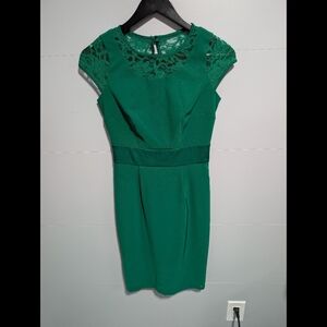 Jacob Emerald Green Dress With Lace And Satin Detail